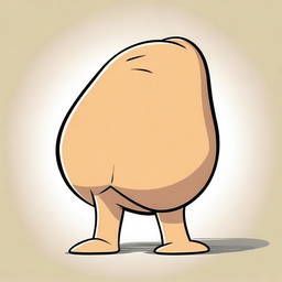 A humorous and cartoonish depiction of a butt, with exaggerated features, set against a simple background