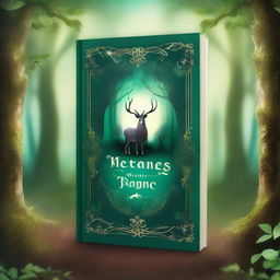 Create a captivating book cover featuring an enchanted forest with mystical creatures