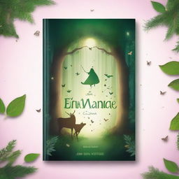 Create a captivating book cover featuring an enchanted forest with mystical creatures