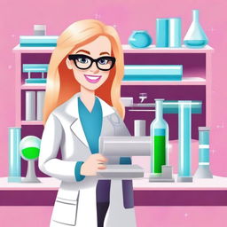 Create an image of a scientist Barbie who is also mute