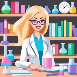 Create an image of a scientist Barbie who is also mute