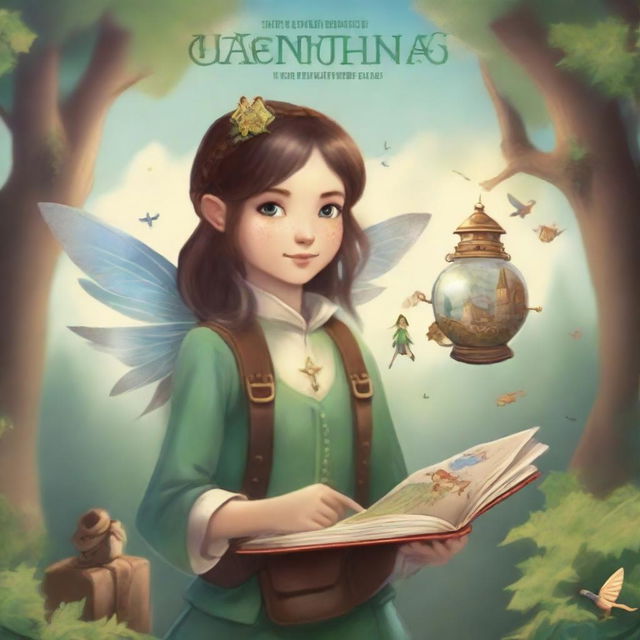 A creative book cover for a story about a fairy who dreams of being an explorer in a magical version of the late 19th century but faces societal challenges because she is a girl