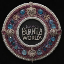 A dramatic sign reading 'SAINATH PEARLS WORLD', created from a blend of precious gemstones and pearls.