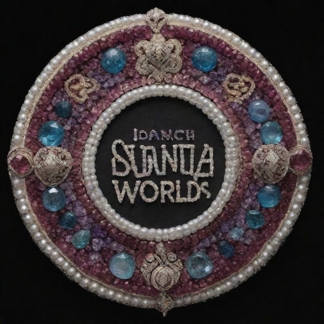 A dramatic sign reading 'SAINATH PEARLS WORLD', created from a blend of precious gemstones and pearls.