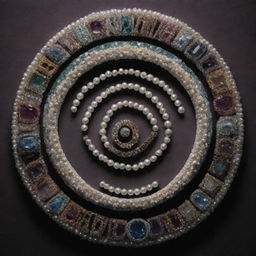 A dramatic sign reading 'SAINATH PEARLS WORLD', created from a blend of precious gemstones and pearls.