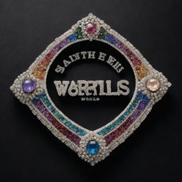 A dramatic sign reading 'SAINATH PEARLS WORLD', created from a blend of precious gemstones and pearls.