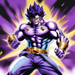 Star Platinum, the powerful Stand from JoJo's Bizarre Adventure, depicted in an action pose with its muscular build, distinctive star-shaped mark on its forehead, and intense expression