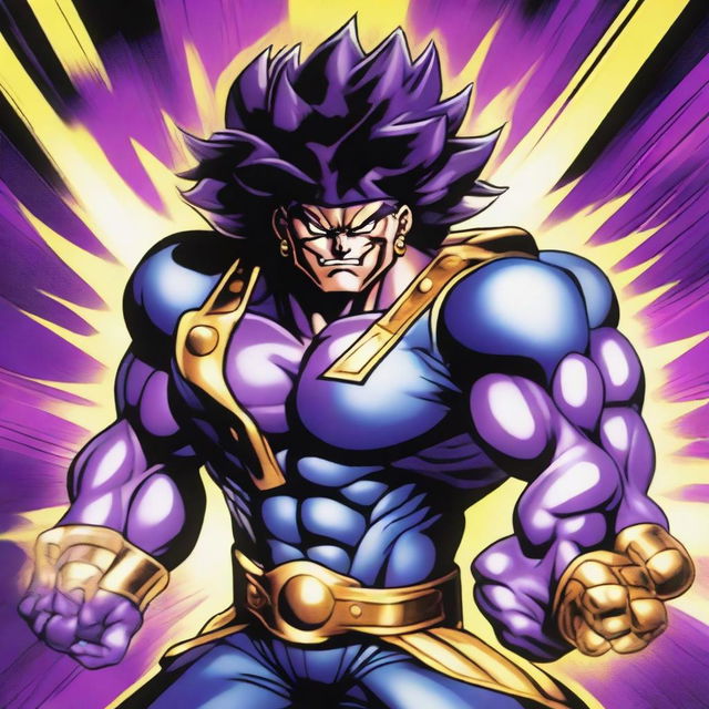 Star Platinum, the powerful Stand from JoJo's Bizarre Adventure, depicted in an action pose with its muscular build, distinctive star-shaped mark on its forehead, and intense expression