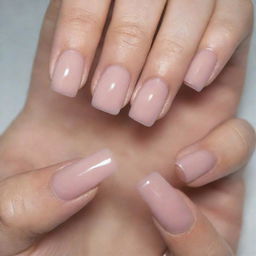 World record-setting long nails with a square cut, maintaining an elegant simplicity, perfectly filed, and glossed with a clear polish.