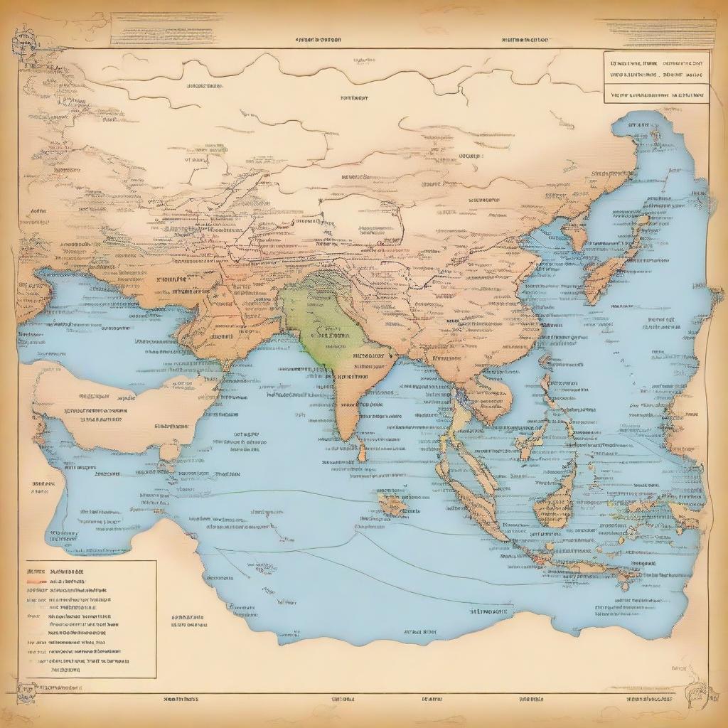 A detailed map illustrating the journey from China to Italy