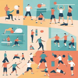 An illustration depicting various aspects of sports training