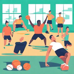 An illustration depicting various aspects of sports training