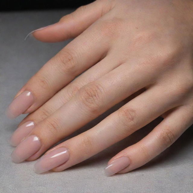 The longest recorded nails, beautifully maintained and polished with a simple, clear nail polish, preserving their natural elegance.