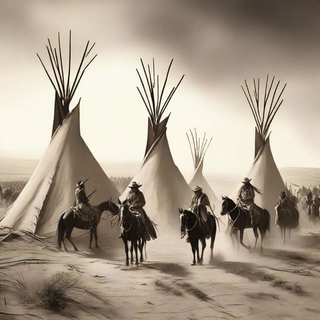 Create a detailed western-style image depicting the Sand Creek Massacre