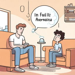 An illustration of Milo at home in a modern living room