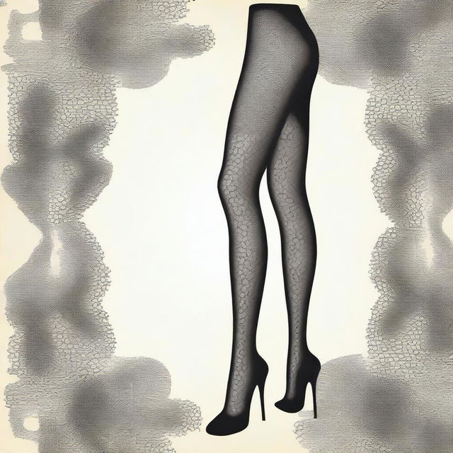 A detailed illustration of a pair of stylish pantyhose, showcasing the intricate design and texture