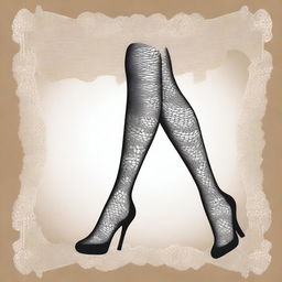 A detailed illustration of a pair of stylish pantyhose, showcasing the intricate design and texture