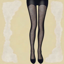 A detailed illustration of a pair of stylish pantyhose, showcasing the intricate design and texture