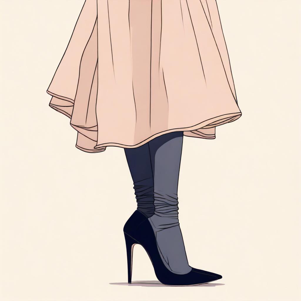 A respectful and detailed illustration focusing on the feet of a girl wearing a hijab