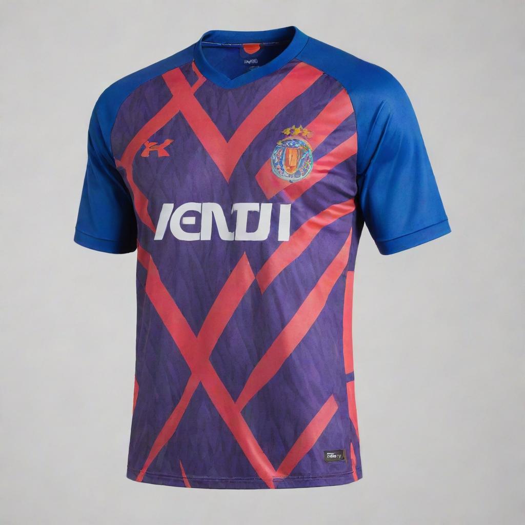 A vibrant, stylish soccer jersey designed for 'Team 11'. The jersey features dynamic patterns, the team's logo prominently displayed, and the number 11 at the back.