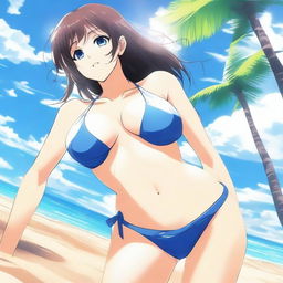 A beautiful woman wearing a bikini, depicted in anime style