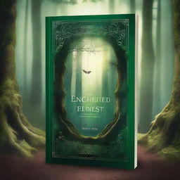 A captivating book cover design featuring a mystical forest with a hidden ancient temple