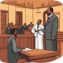 An impactful and thought-provoking illustration depicting strategic litigation in Ethiopia