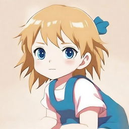 Create an anime-style version of a young child with blue eyes