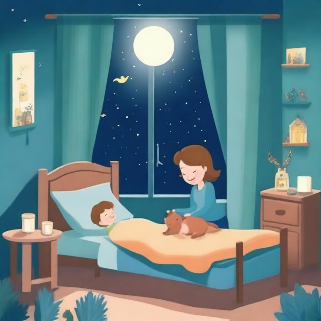 Create a series of illustrations for a children's book about night weaning