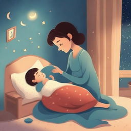 Create a series of illustrations for a children's book about night weaning