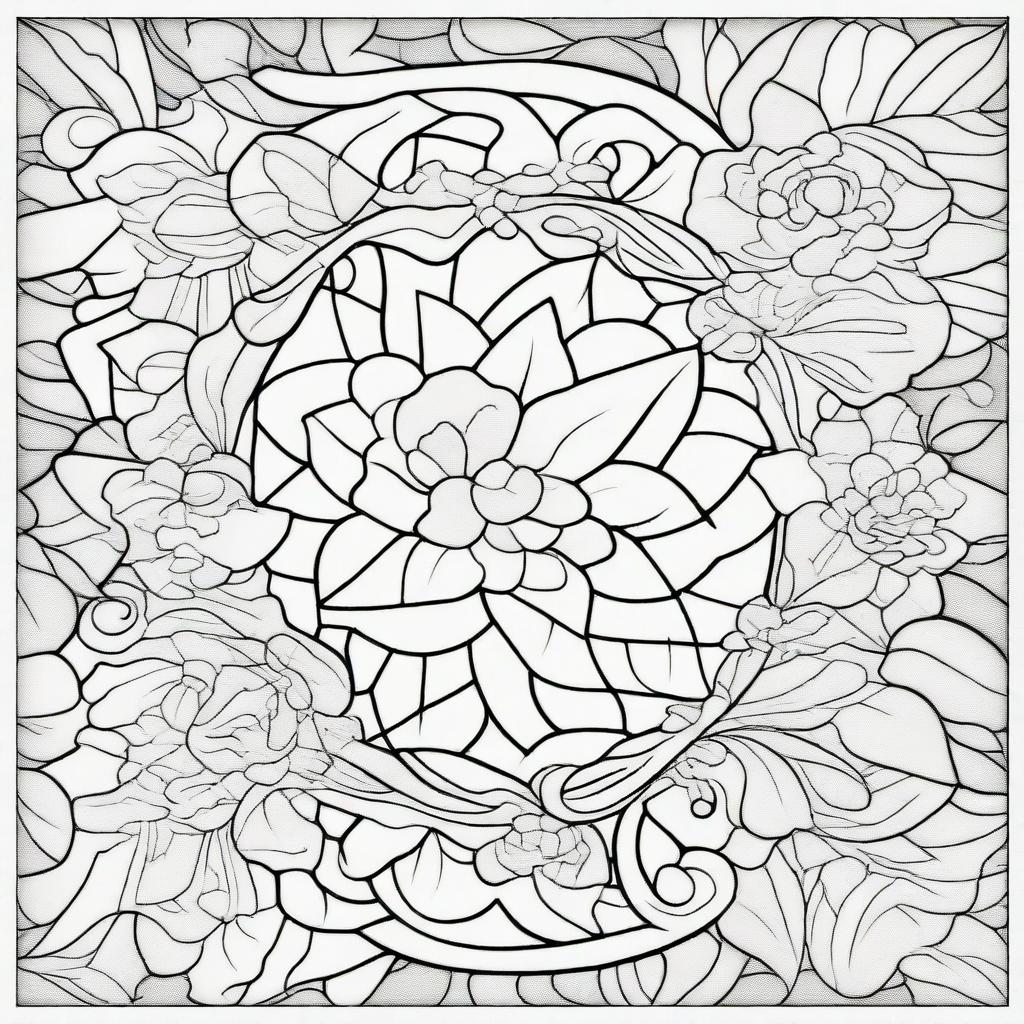 A beautifully designed aesthetic coloring page featuring intricate patterns, floral designs, and geometric shapes