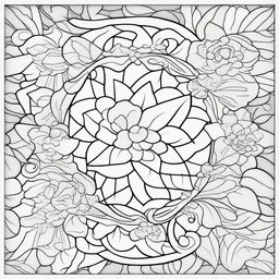 A beautifully designed aesthetic coloring page featuring intricate patterns, floral designs, and geometric shapes