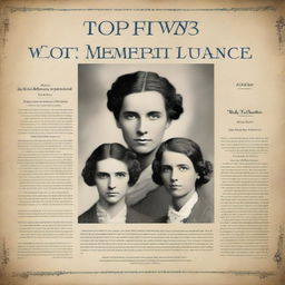 Create a cover image titled 'Top Five' with the subtitle 'Women’s Role in Early Memorial Day Observances'