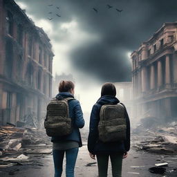 Two college students navigating an apocalyptic world