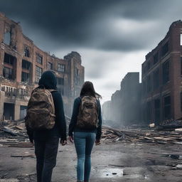 Two college students navigating an apocalyptic world