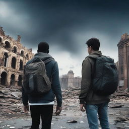 Two college students navigating an apocalyptic world