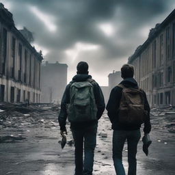 Two college students navigating an apocalyptic world