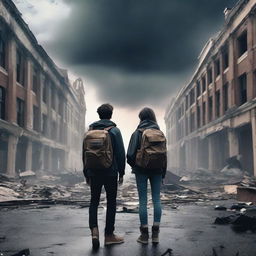 Two college students navigating an apocalyptic world