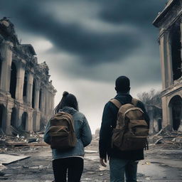 Two college students navigating an apocalyptic world