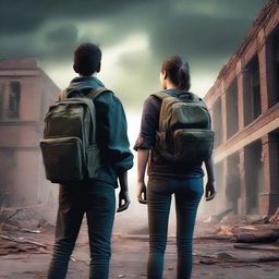 Two college students navigating an apocalyptic world filled with zombies