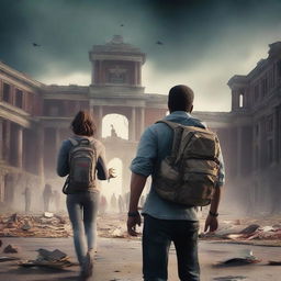 Two college students navigating an apocalyptic world filled with zombies