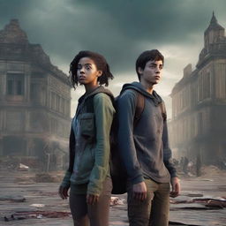 Two college students navigating an apocalyptic world filled with zombies