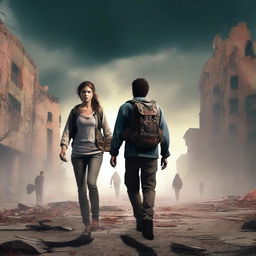 Two college students navigating an apocalyptic world filled with zombies