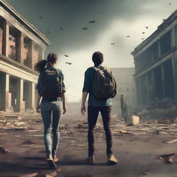 Two college students navigating an apocalyptic world filled with zombies