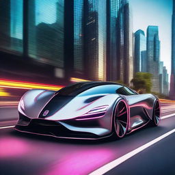 A sleek, futuristic sports car designed with advanced technology, resembling a Formula 1 racing car