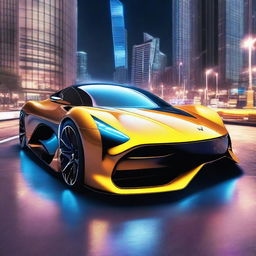 A sleek, futuristic sports car designed with advanced technology, resembling a Formula 1 racing car