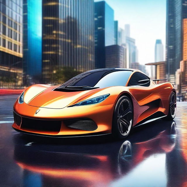 A sleek, futuristic sports car designed with advanced technology, resembling a Formula 1 racing car