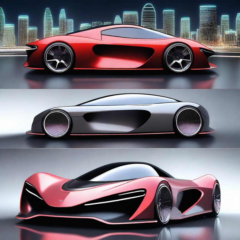 A sleek, futuristic sports car designed with advanced technology, resembling a Formula 1 racing car