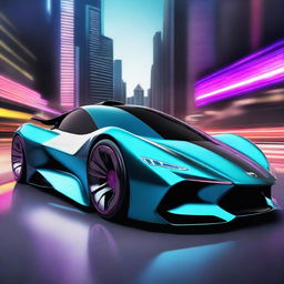 A sleek, futuristic sports car designed with advanced technology, resembling a Formula 1 racing car