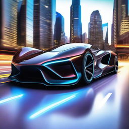 A sleek, futuristic sports car designed with advanced technology, resembling a Formula 1 racing car